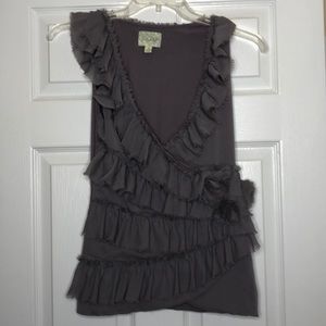 ☘️3/$20 Anthropologie Deletta ruffle top Sz med